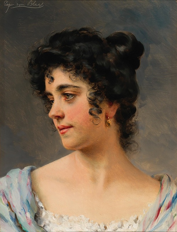 A beautiful Venetian woman painted by Eugen von Blaas.