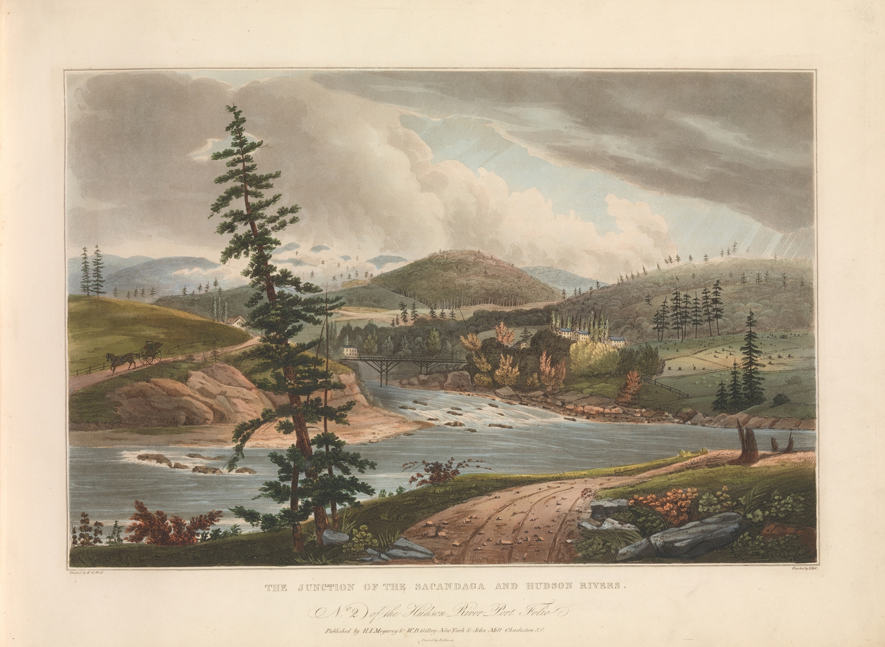 Landscape depicting the junction of two rivers, oil painting by John Hill