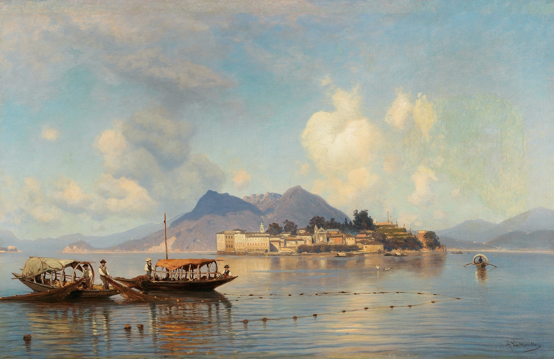 A view of Isola Bella on Lake Maggiore, by Ascan Lutteroth, public domain
