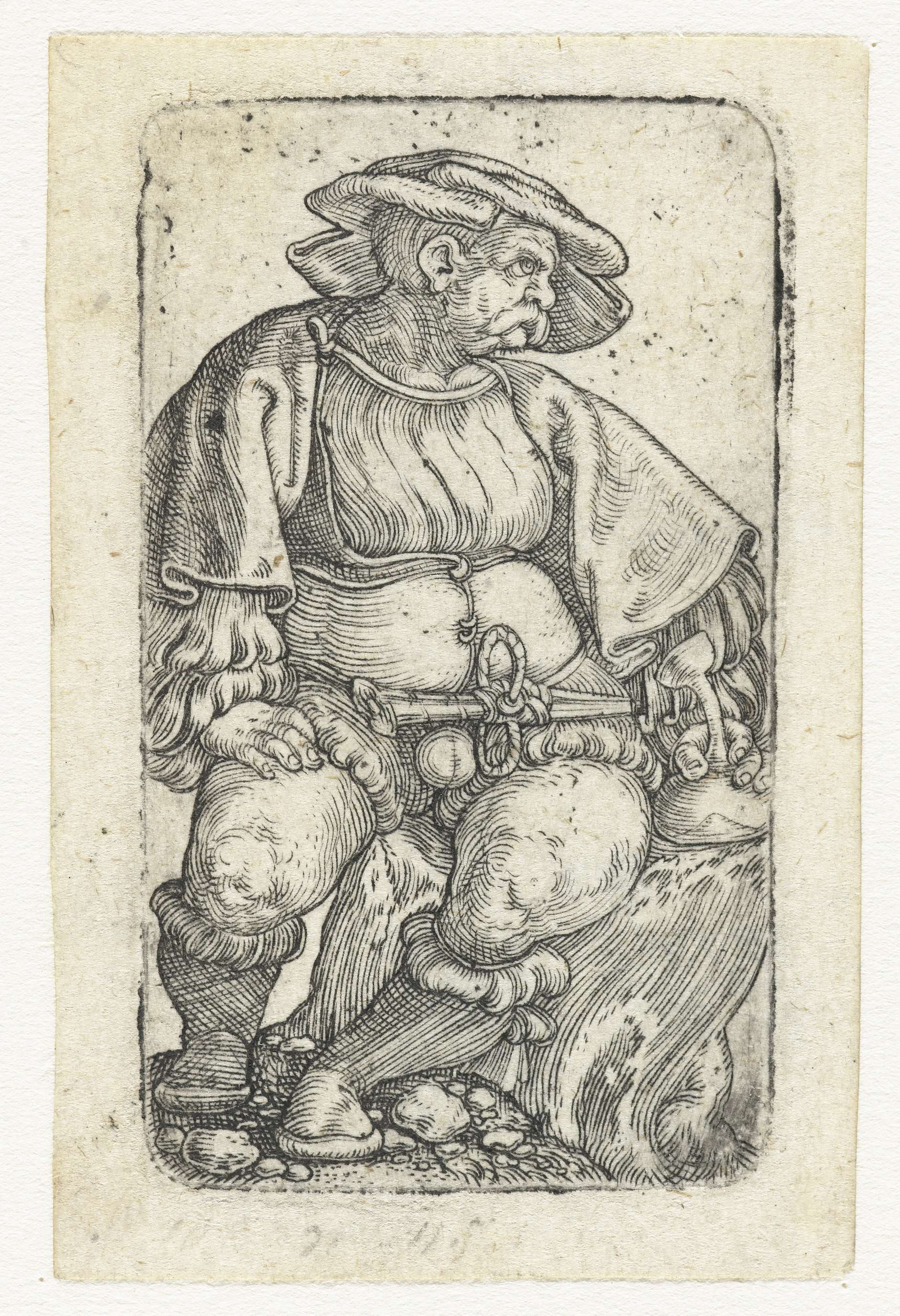 Soldaat zittend op een boomstronk, by Barthel Beham, public domain