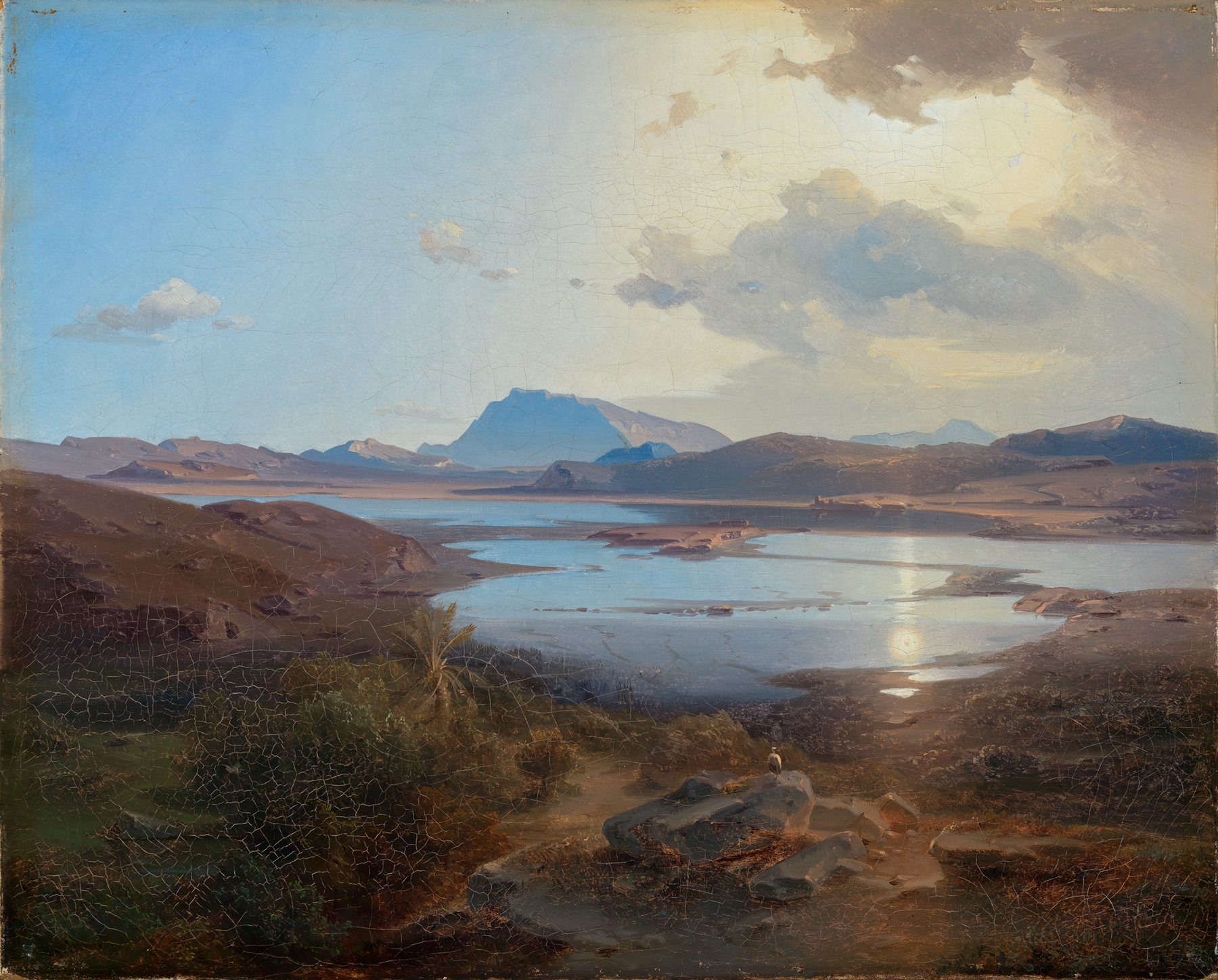 Der Kopaisee by Carl Rottmann, oil painting of a tranquil lake and sky reflections.