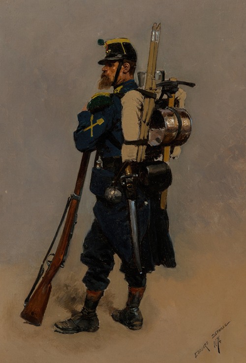 A detailed painting of a line engineer from the Franco-Prussian War.