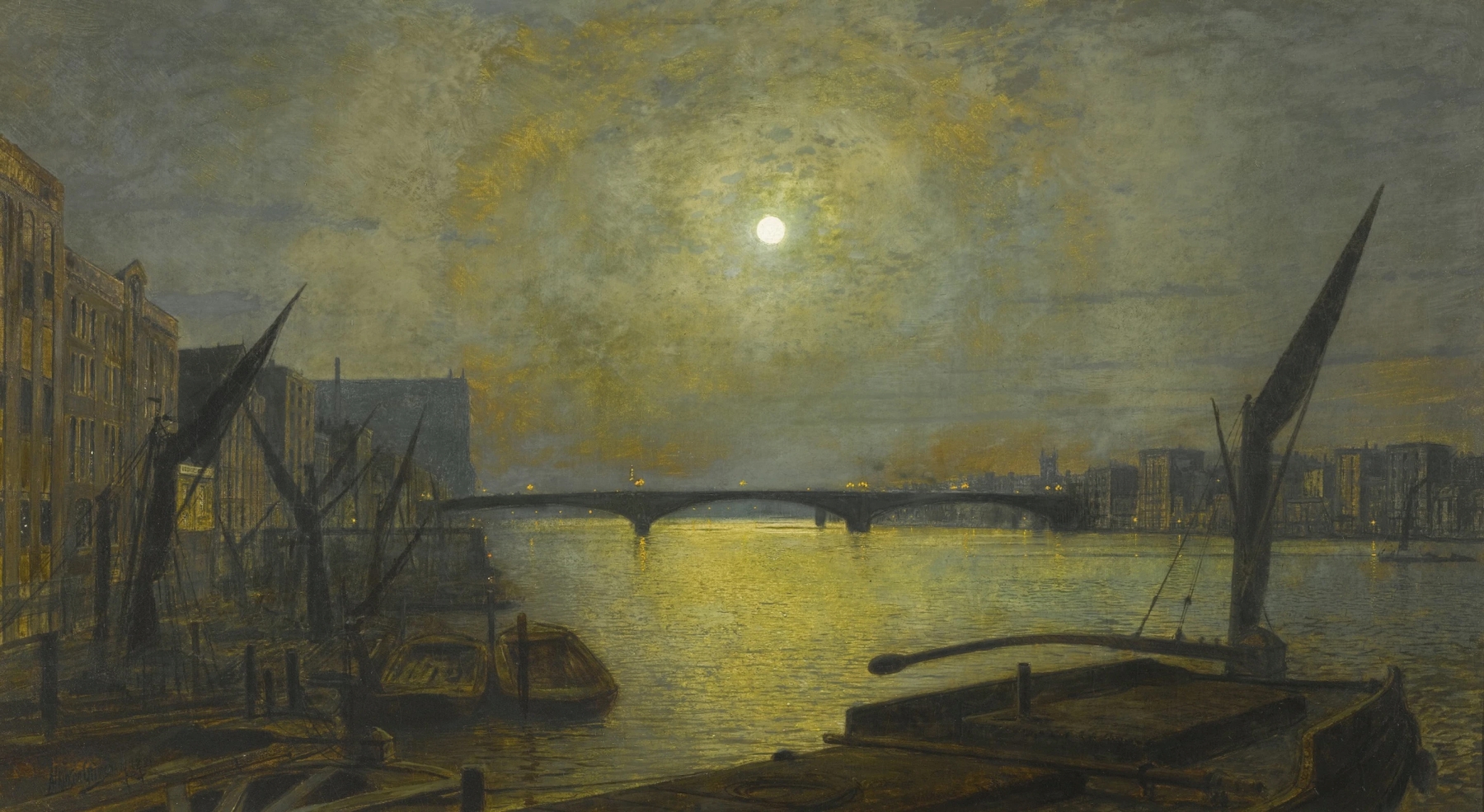 Southwark Bridge from Blackfriars by Moonlight, by John Atkinson Grimshaw, public domain