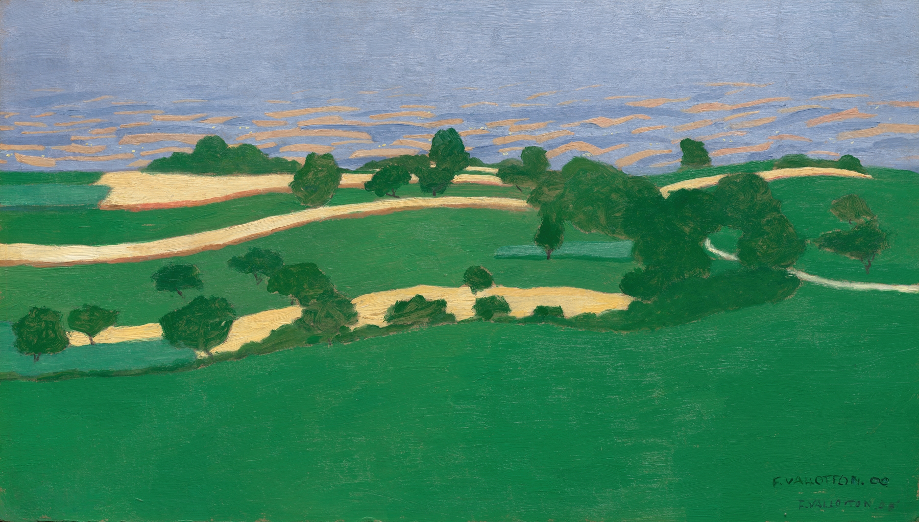 Corn Fields by Félix Vallotton, oil on canvas depicting golden stalks in a serene landscape.
