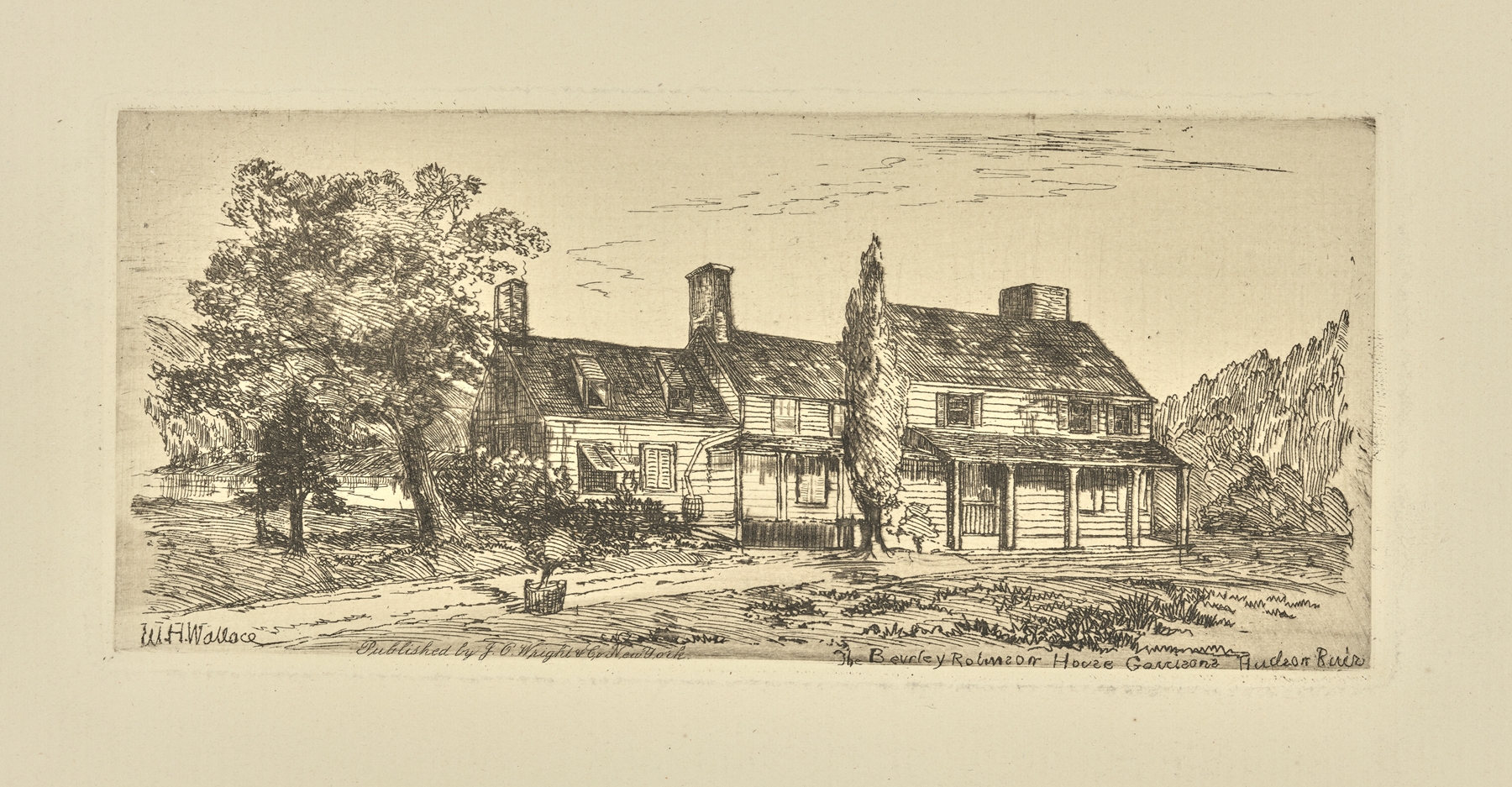 Landscape depicting the Beverley Robinson House by William Henry Wallace, oil painting