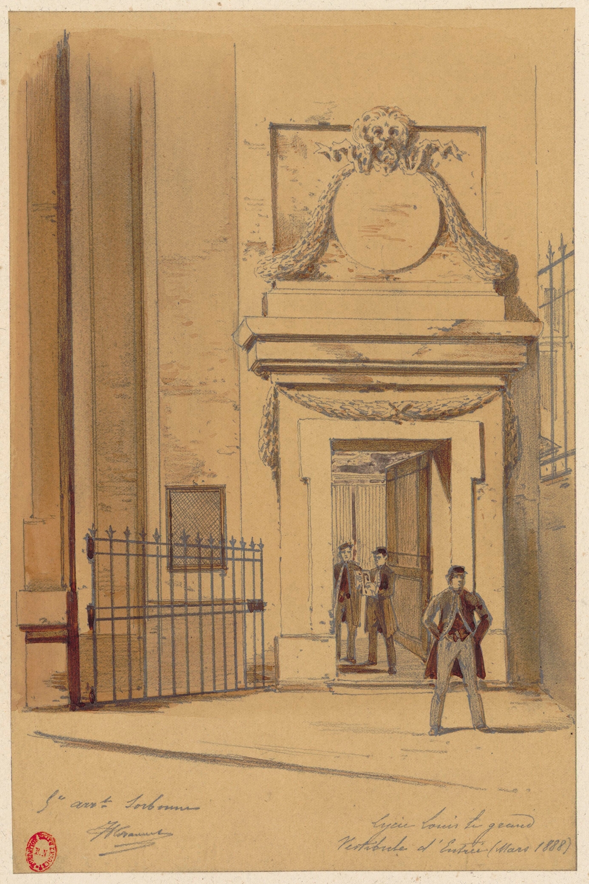 Interior of Lycée Louis le Grand, oil on canvas by Jules-Adolphe Chauvet