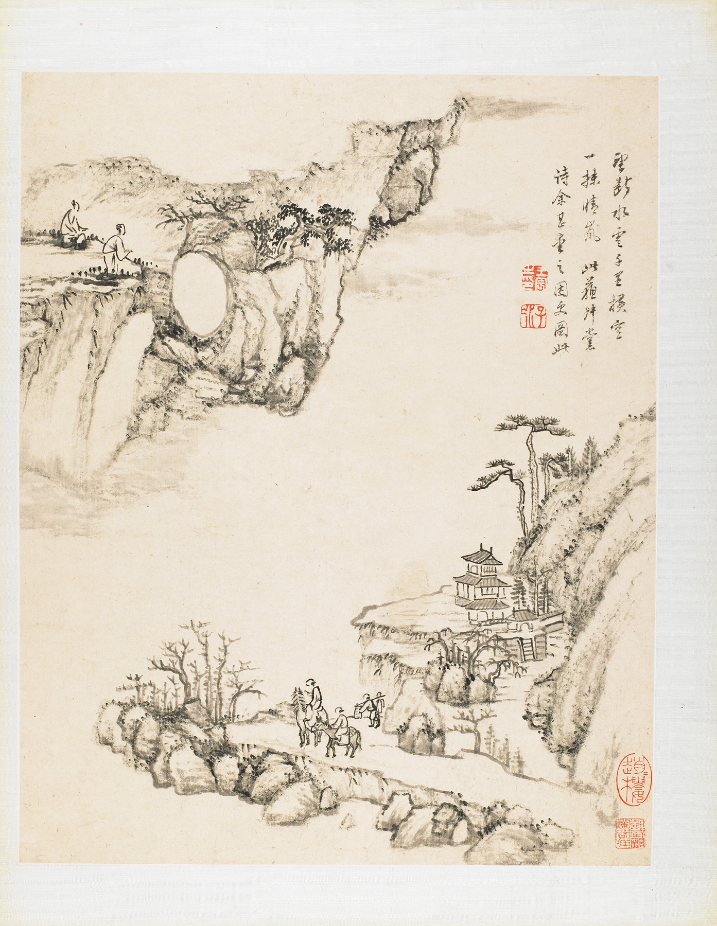 Landscape by Wang Chen, depicting lush greenery, unknown medium