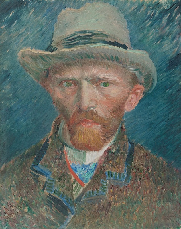 Vincent van Gogh's self-portrait showcases his unique brushwork and vibrant colors.