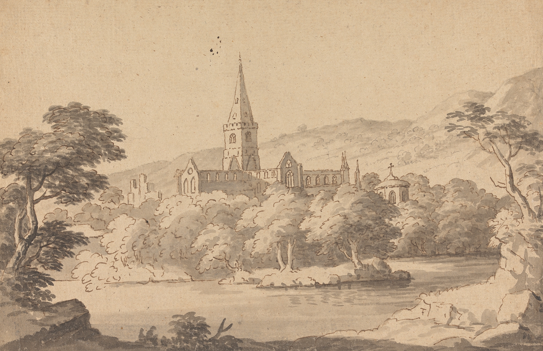 Church in a landscape, oil on canvas by Captain John Bernard Gilpin