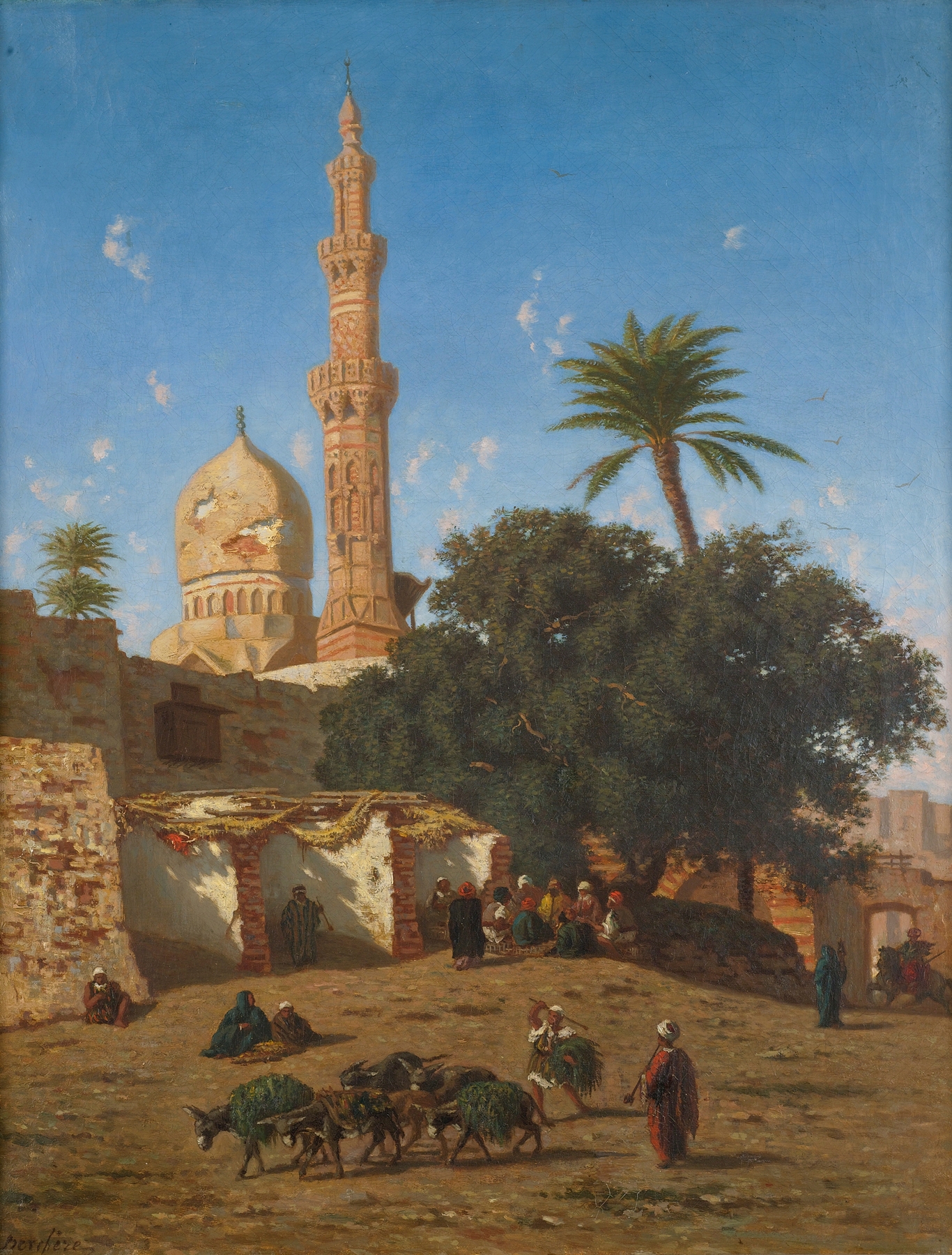 Landscape of a North African city with golden light, by Narcisse Berchère, medium unknown.
