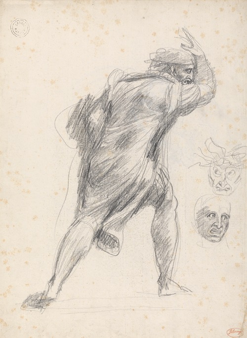 A portrait featuring a man and a demonic figure.