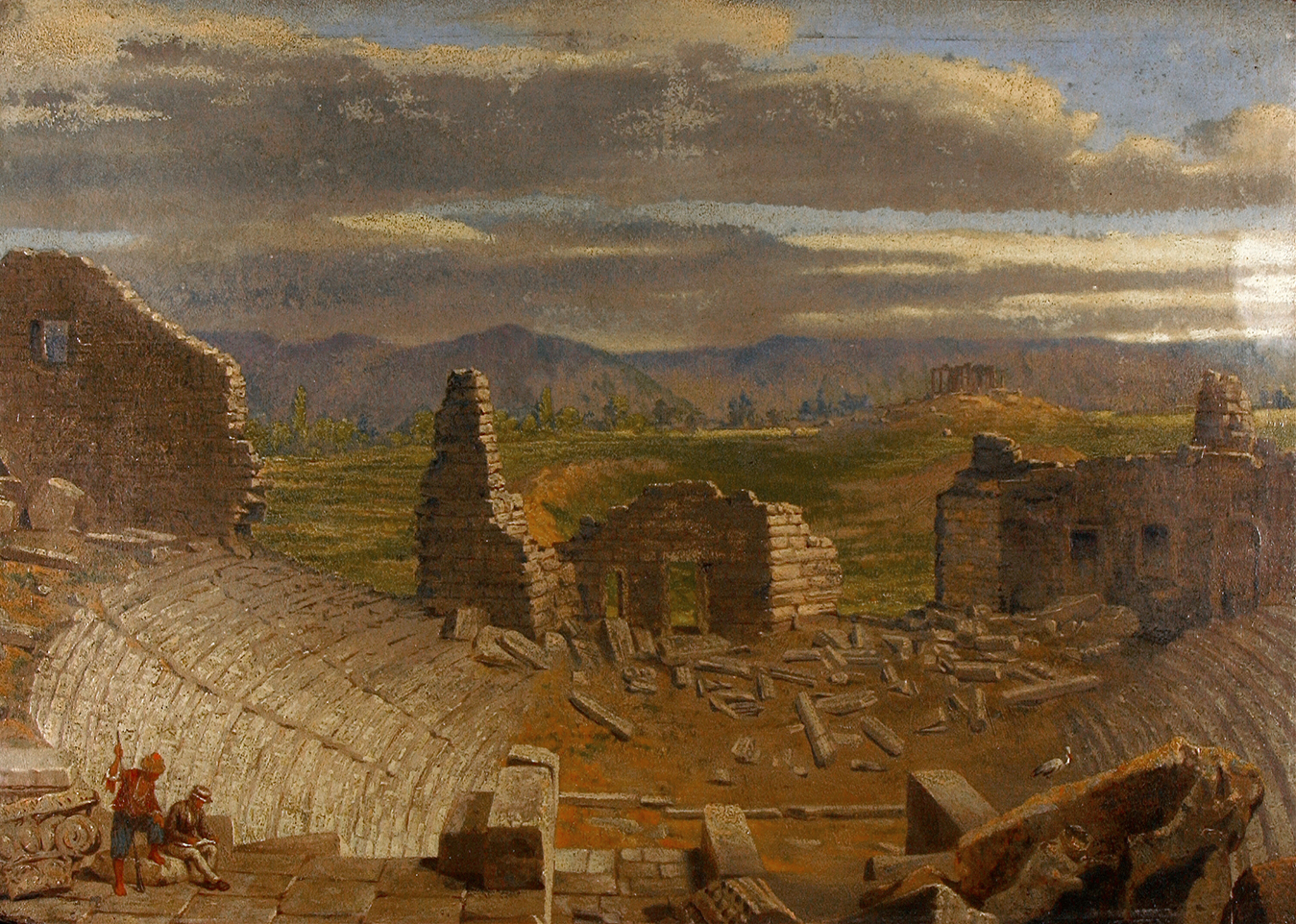 Landscape with ancient ruins, oil painting by Miner Kilbourne Kellogg