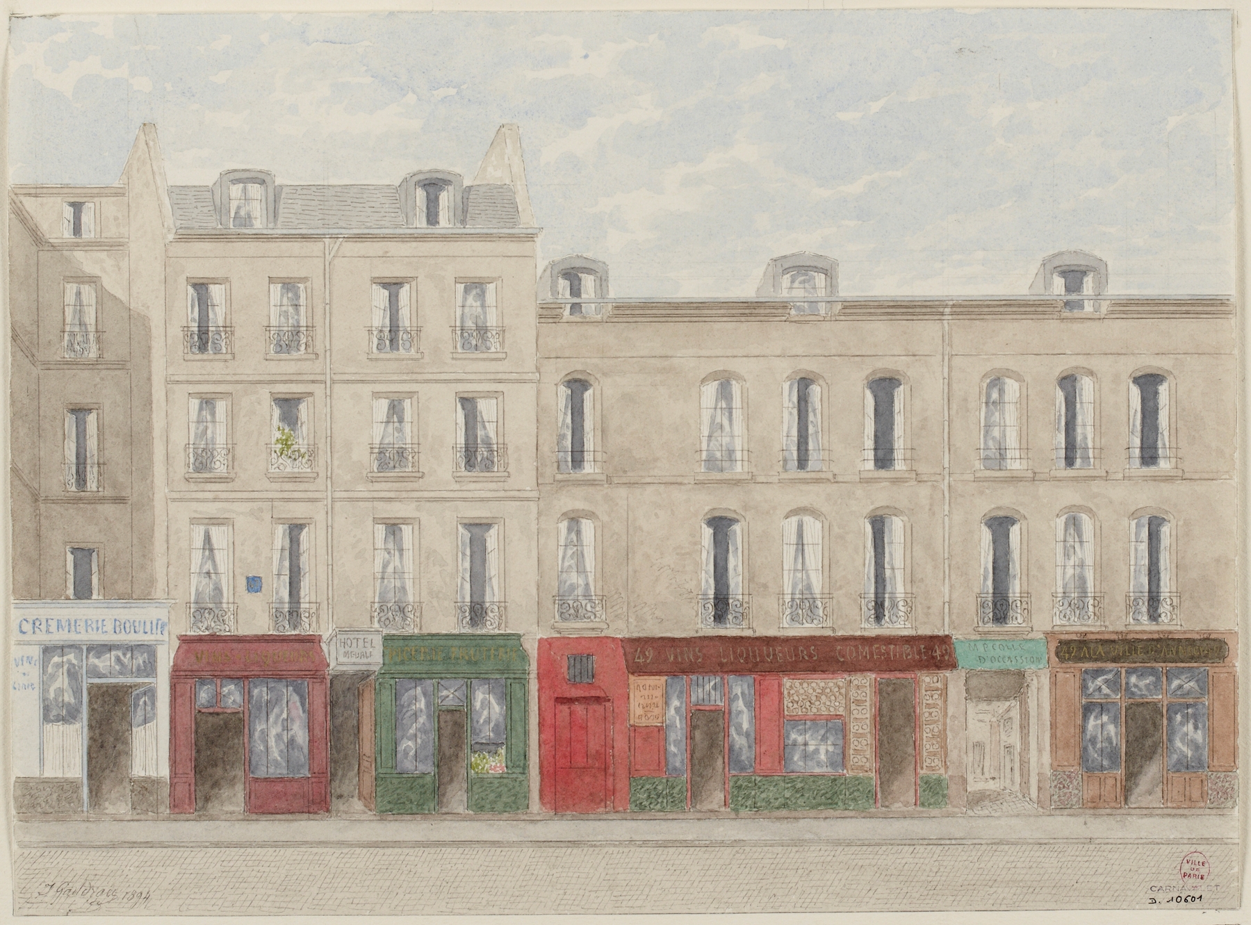 Landscape of Rue Beaubourg nº47 et 49 by Jules Gaildrau, oil on canvas