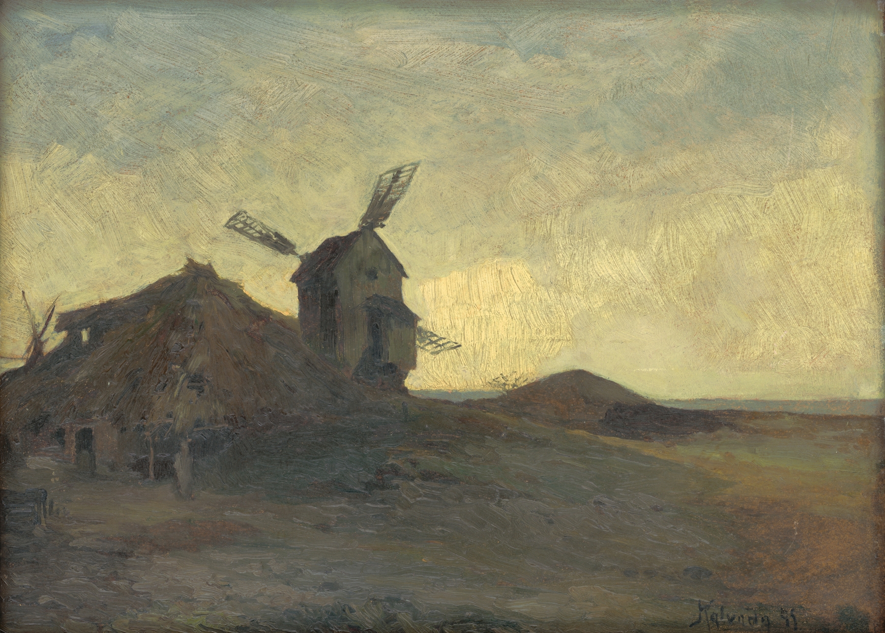 Landscape With A Windmill by Alois Kalvoda, depicting a serene countryside with a windmill.