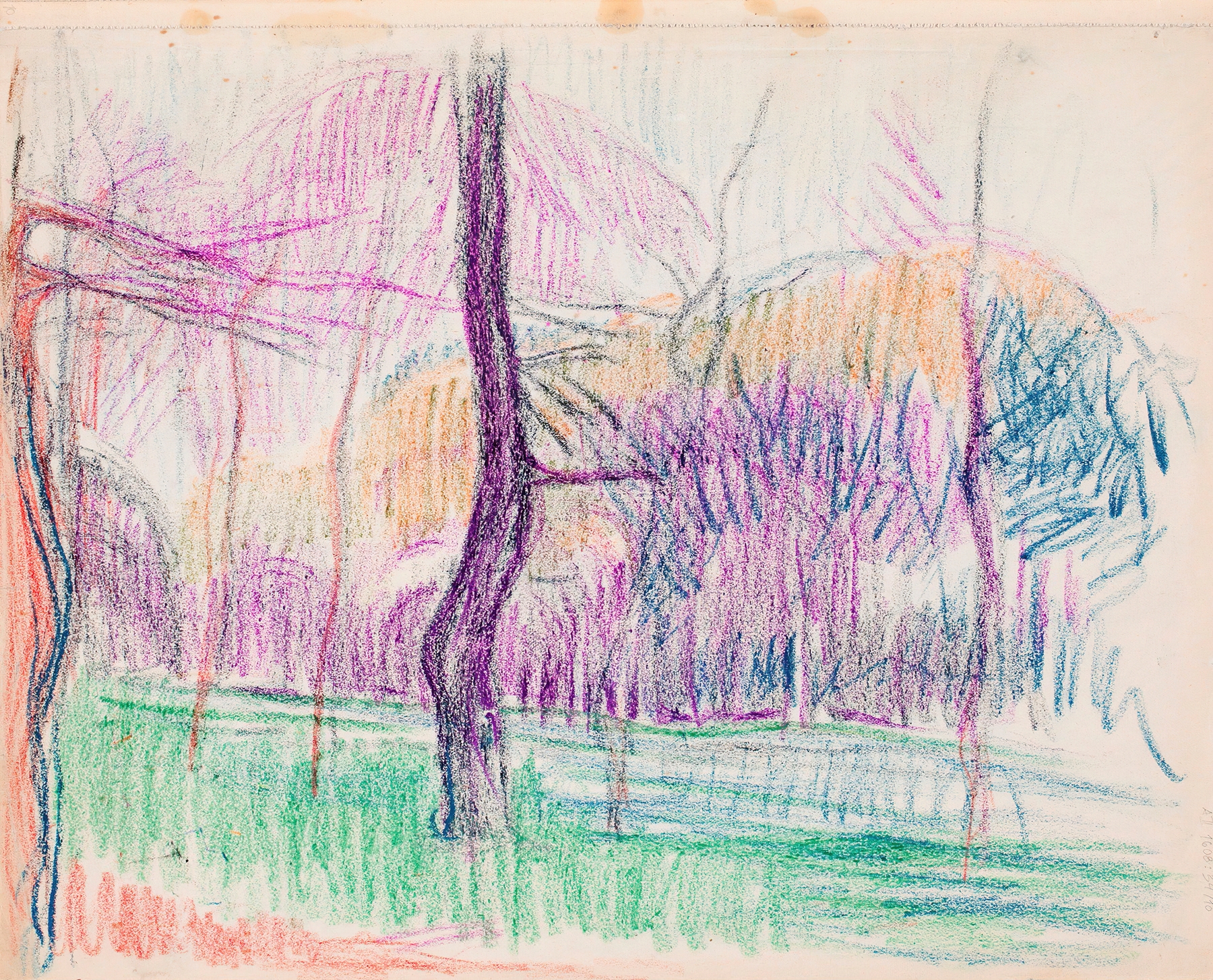 Landscape with trees, oil on canvas by Magnus Enckell