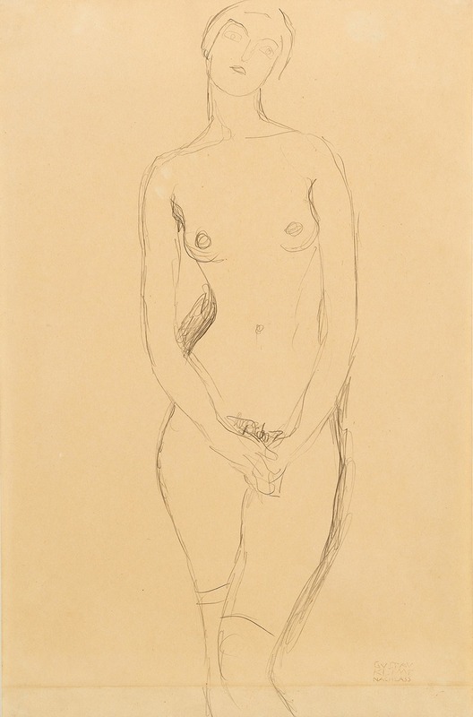 Gustav Klimt's 'Standing female nude' showcases the artist's unique approach to the human form.