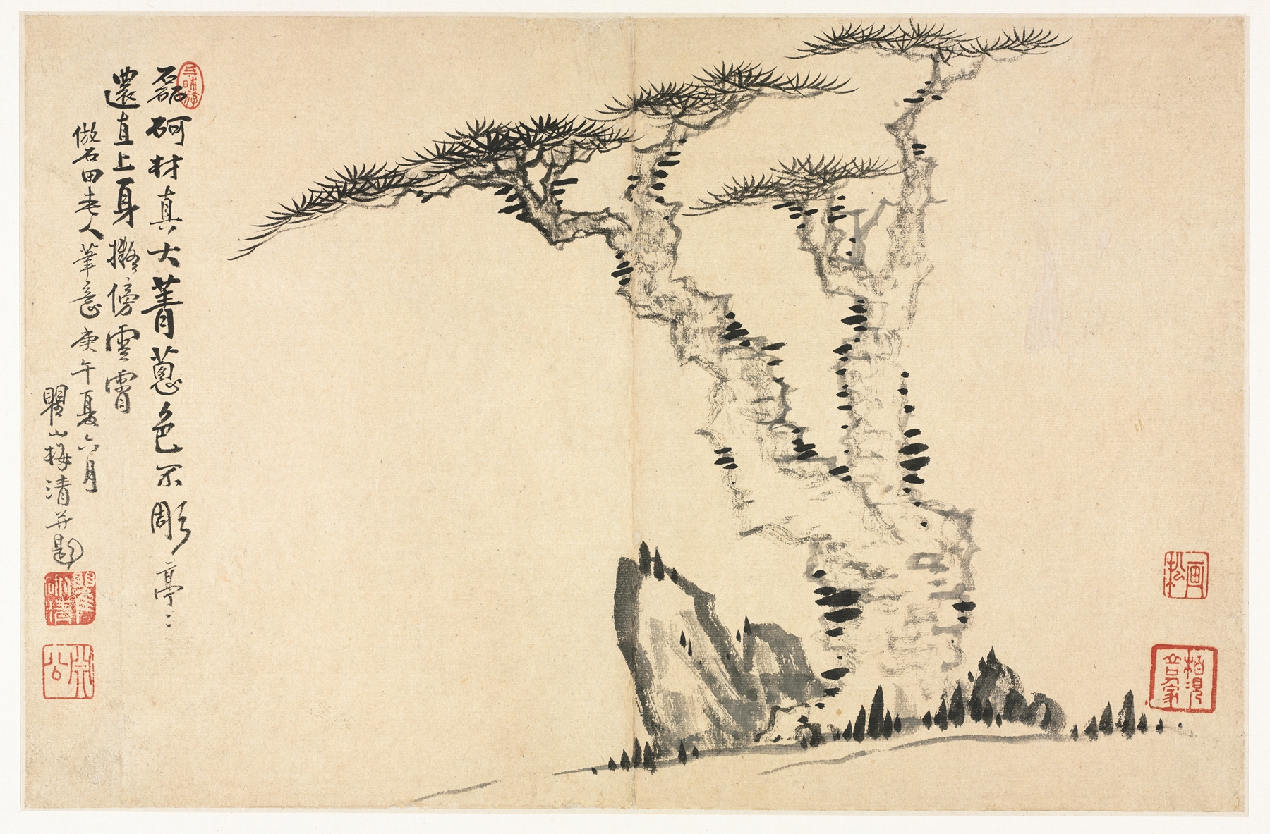 Landscapes in Various Styles after Old Masters 4, by Mei Qing, public domain