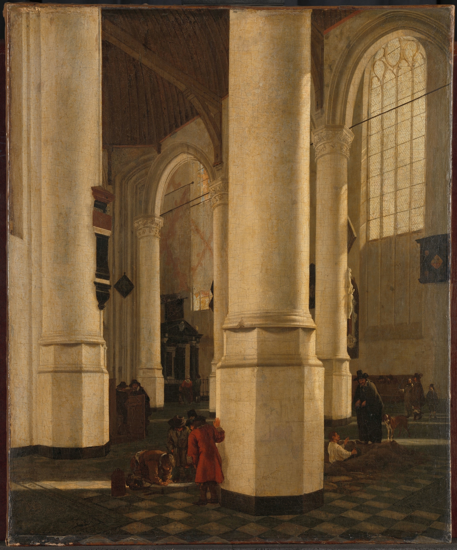 Interior of the Oude Kerk in Delft, oil on canvas by Gerard Houckgeest