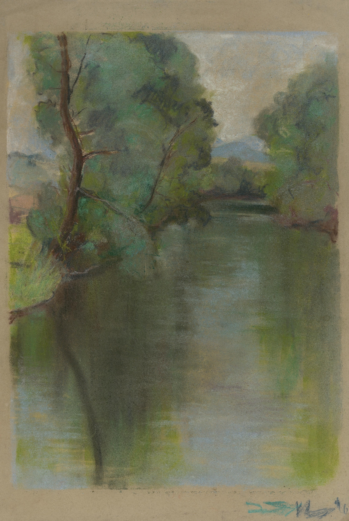 Silent River by Zolo Palugyay, oil painting depicting a serene river winding through a dense forest.
