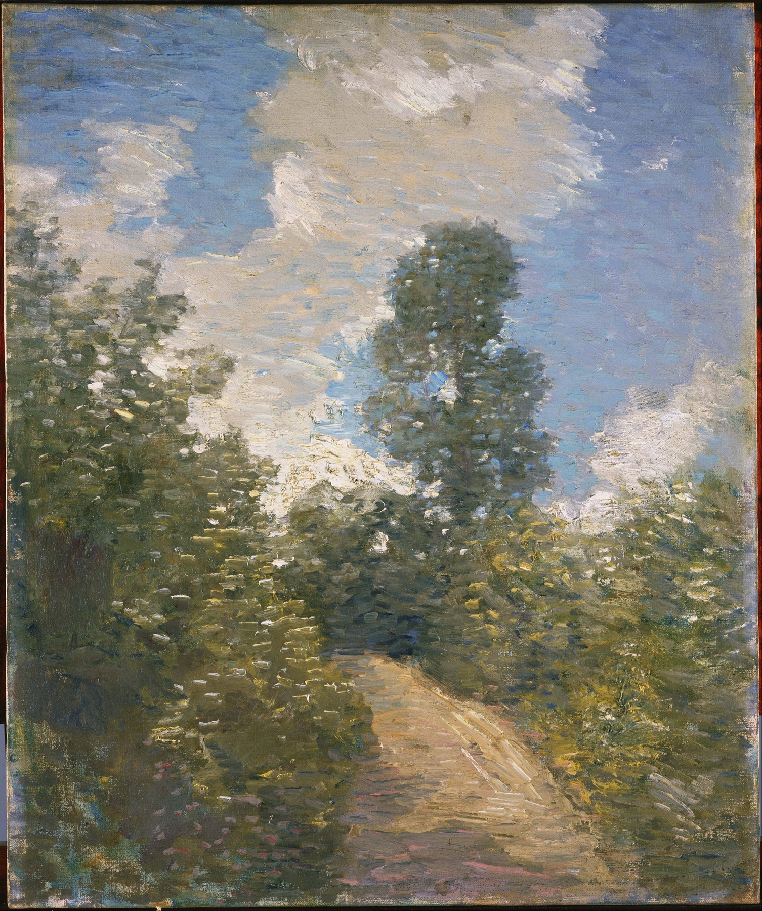 Landscape by Julian Alden Weir, oil painting featuring a winding path and lush foliage.