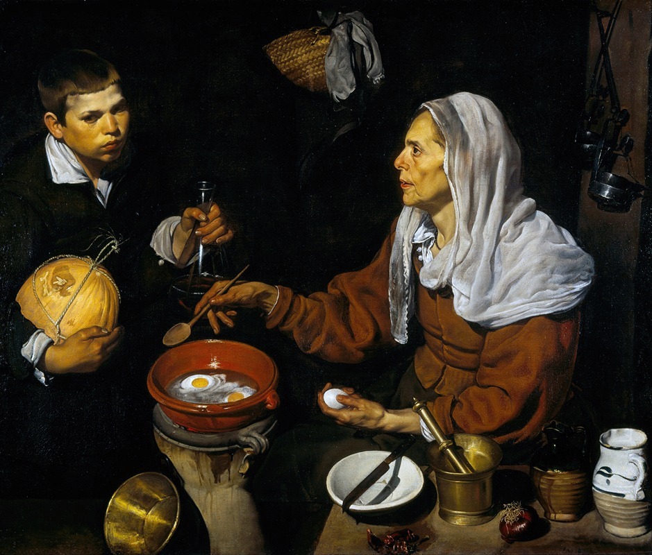 An Old Woman Cooking Eggs, by Diego Velázquez, public domain