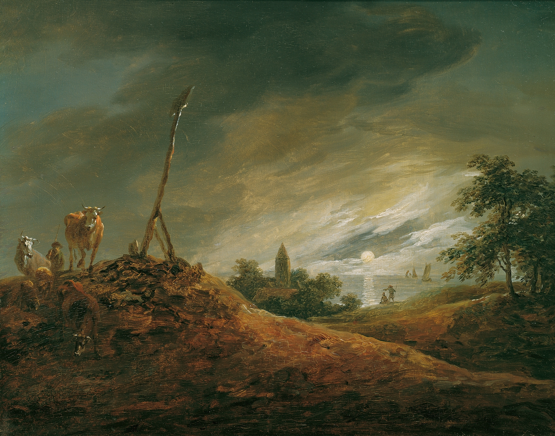 Abendlandschaft, by Johann Christian Brand, public domain