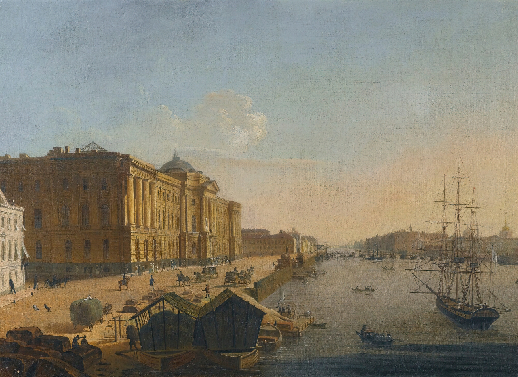 View of the Imperial Academy of Arts, St Petersburg, oil on canvas by Russian School