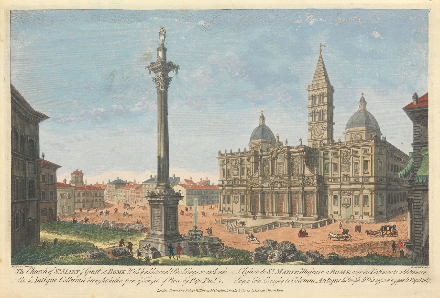 Engraving by Thomas Bowles III of the Church of St. Mary ye Great in Rome