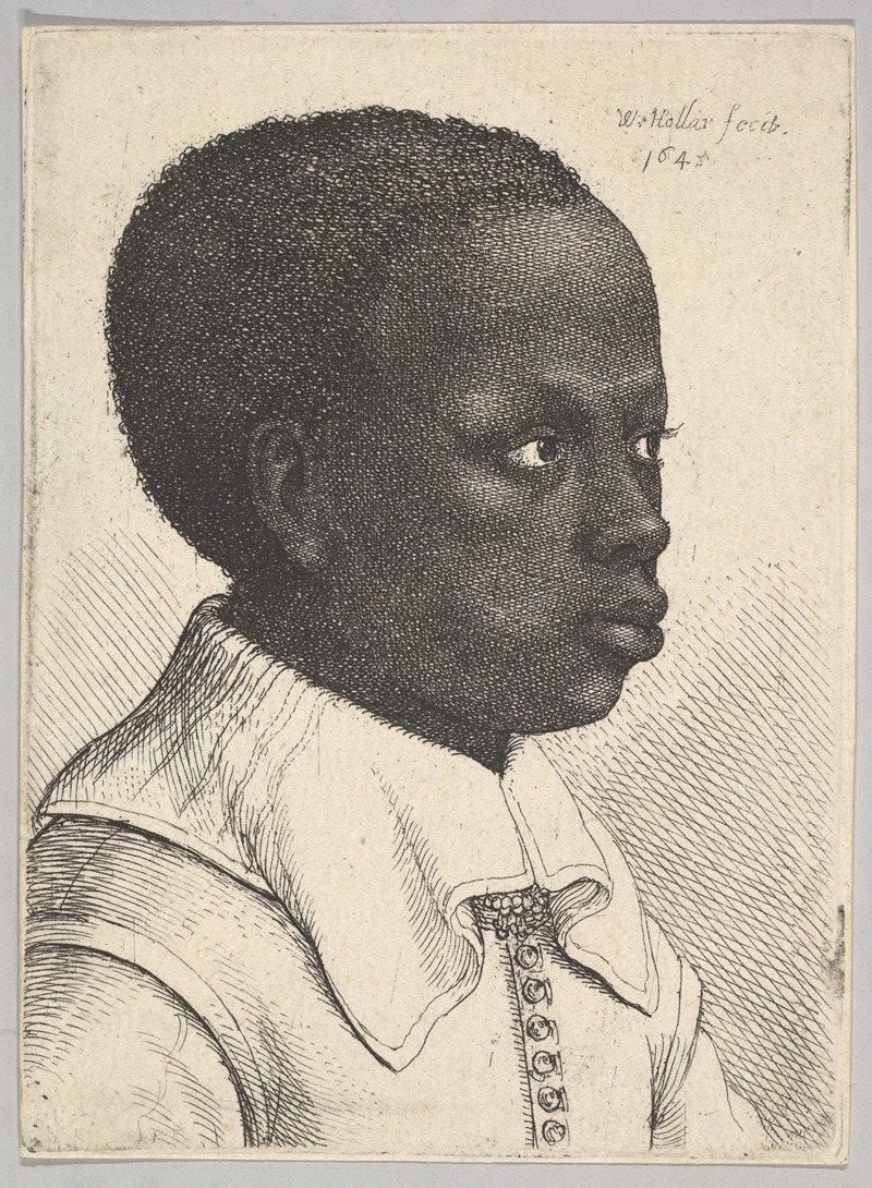 This artwork features the profile of a young Black boy, showcasing intricate details and a thoughtful expression.