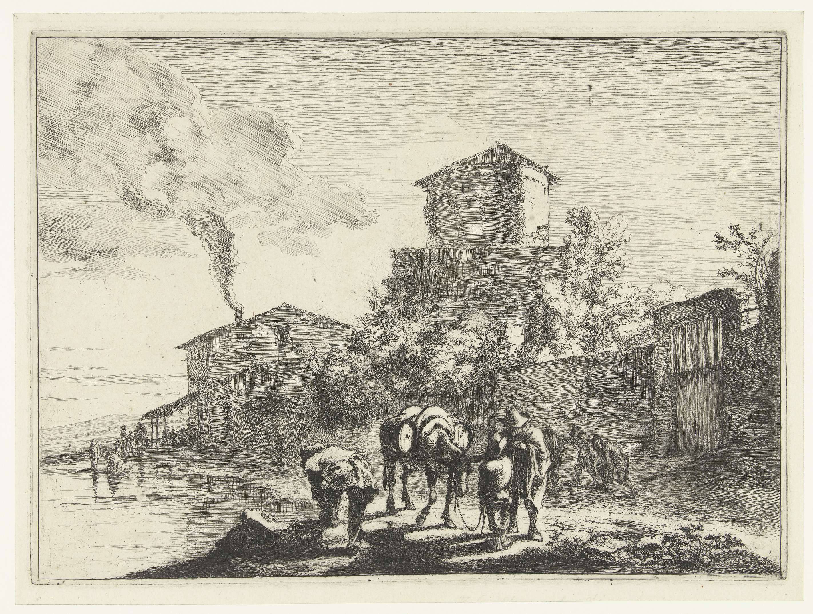 Mannen en een muilezel bij de Via Appia, by Jan Both, public domain
