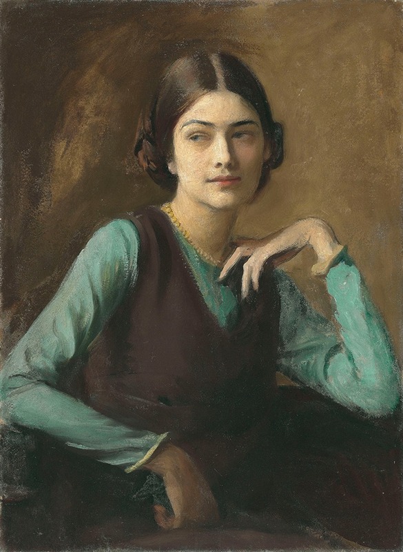 This painting depicts Clotilda von Derp, showcasing her elegance and poise.