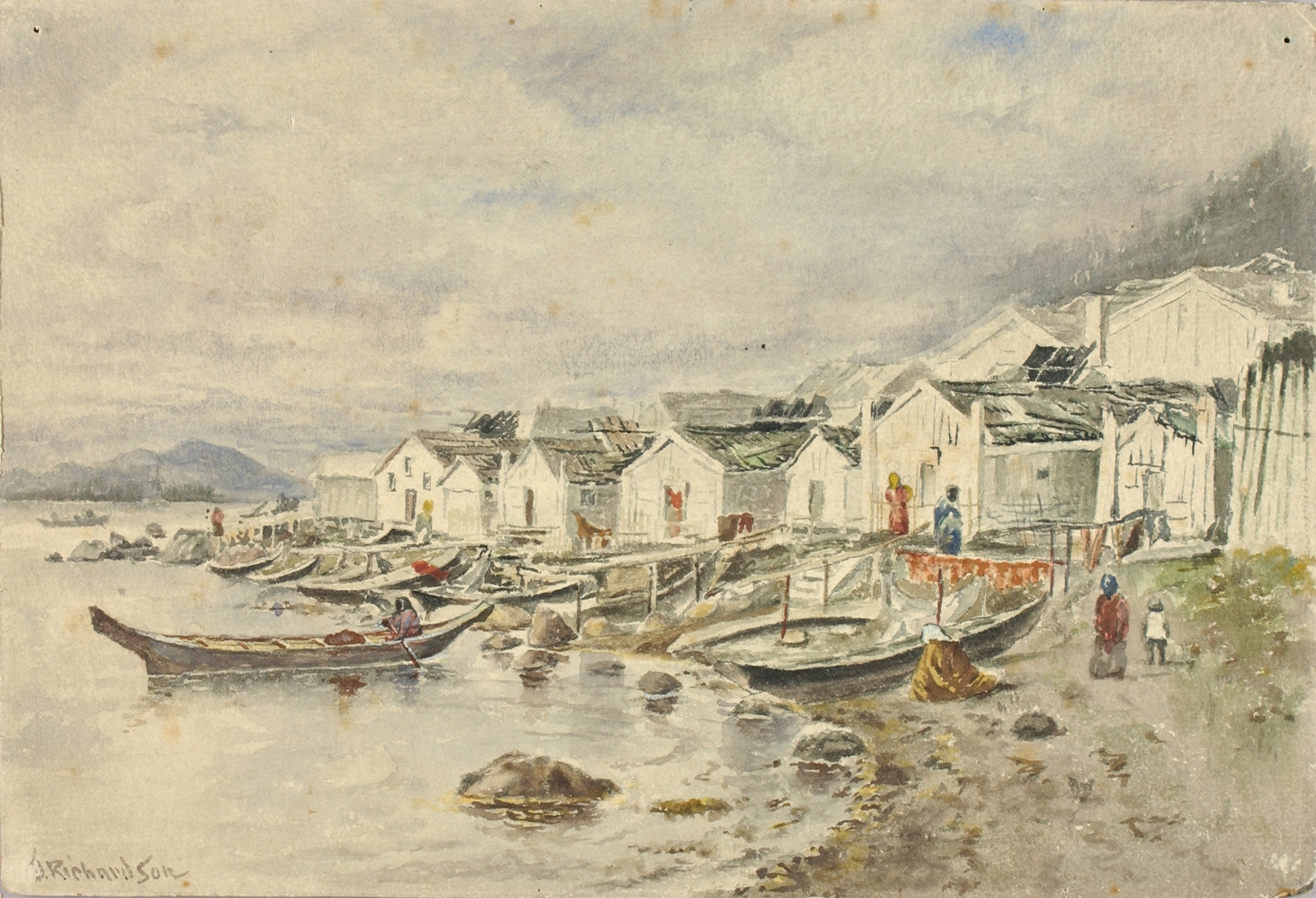 The Ranch Native Village, Sitka, oil on canvas by Theodore J. Richardson