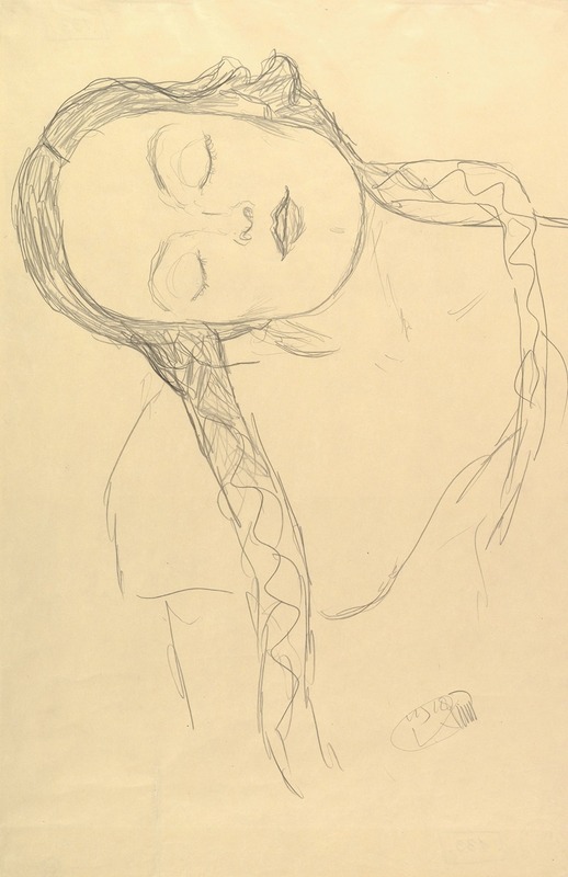 Gustav Klimt's 'Half-figure of a Young Woman' features a striking portrait of a young woman.