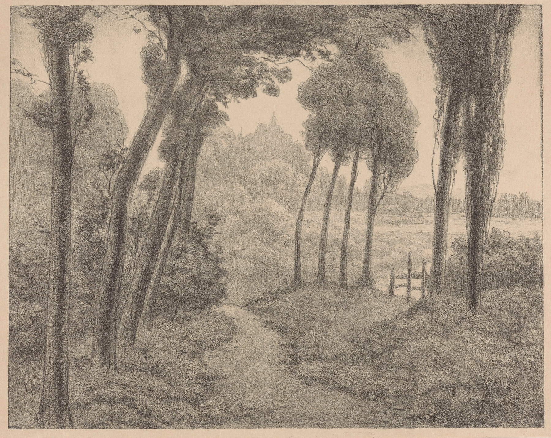 Landschap met bospad, by Simon Moulijn, public domain