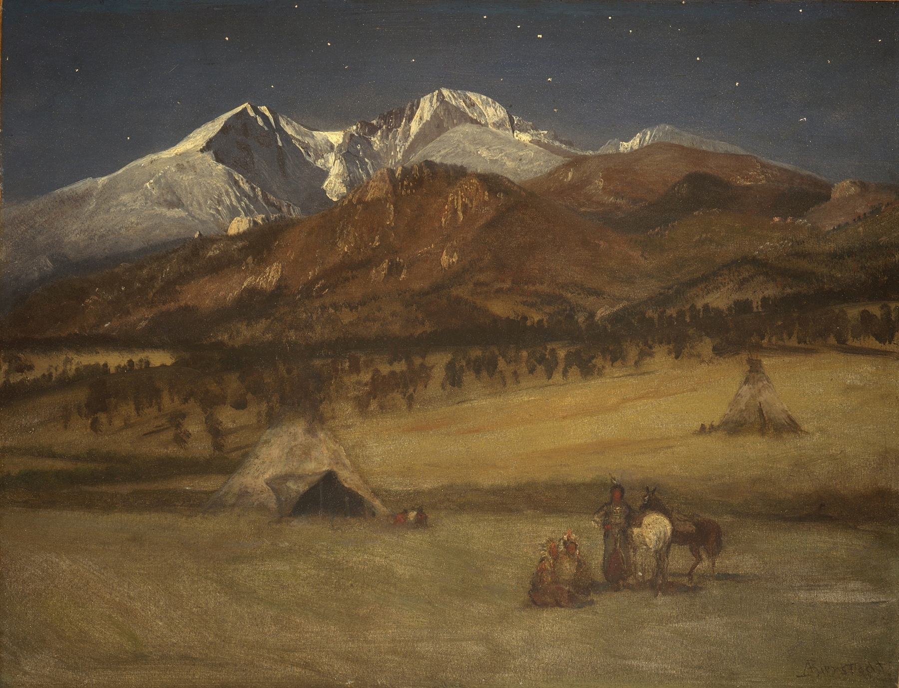 Indian Encampment – Evening, by Albert Bierstadt, public domain