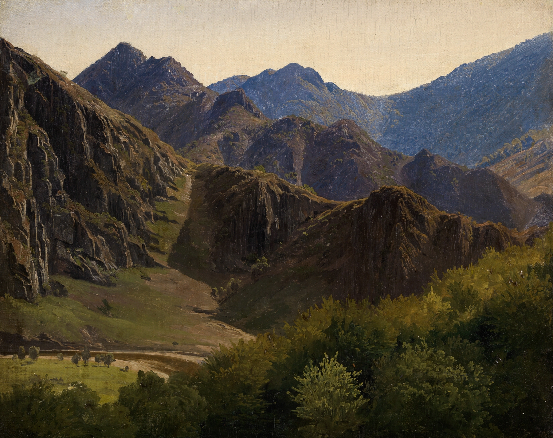 Bergketten bei Altenahr, by Johann Wilhelm Schirmer, public domain