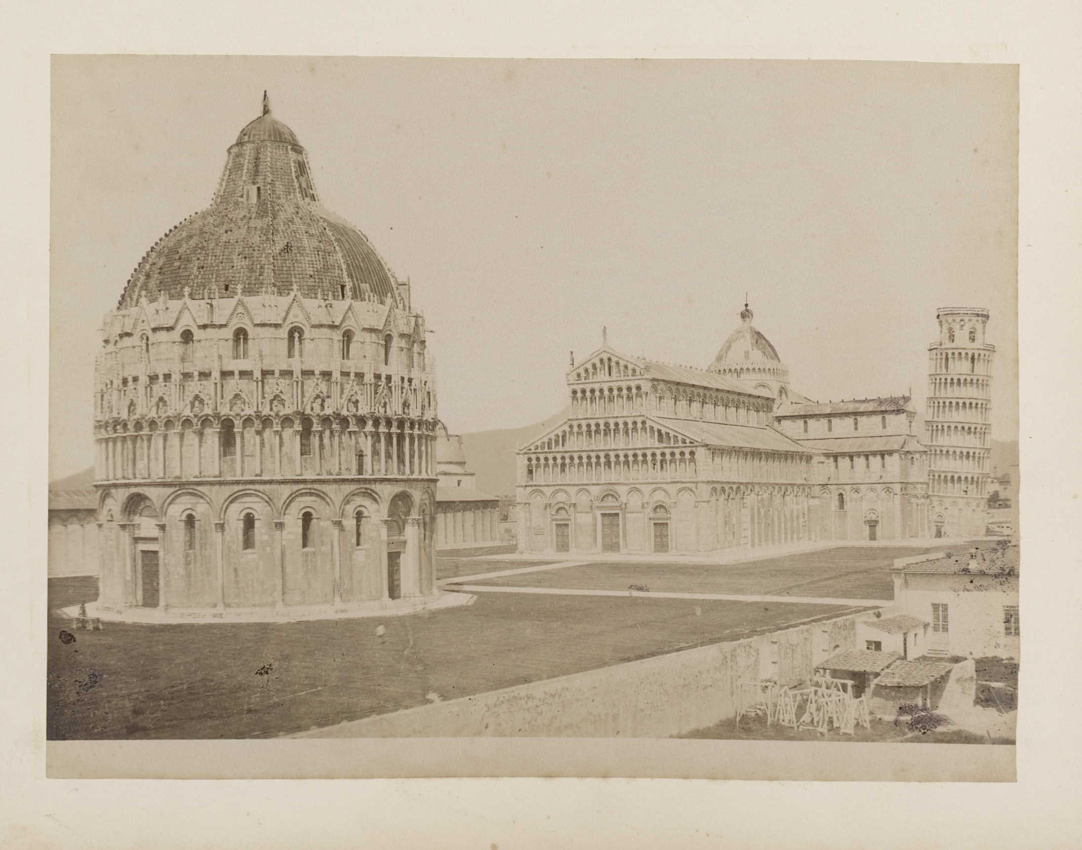 Albumen print of the Baptistery and cathedral in Pisa, Italy by Unknown Artist