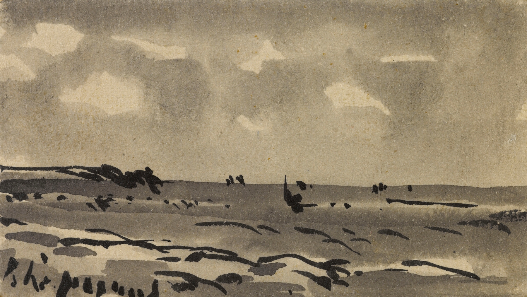 Serene landscape in oil on canvas by Henri-Joseph Harpignies