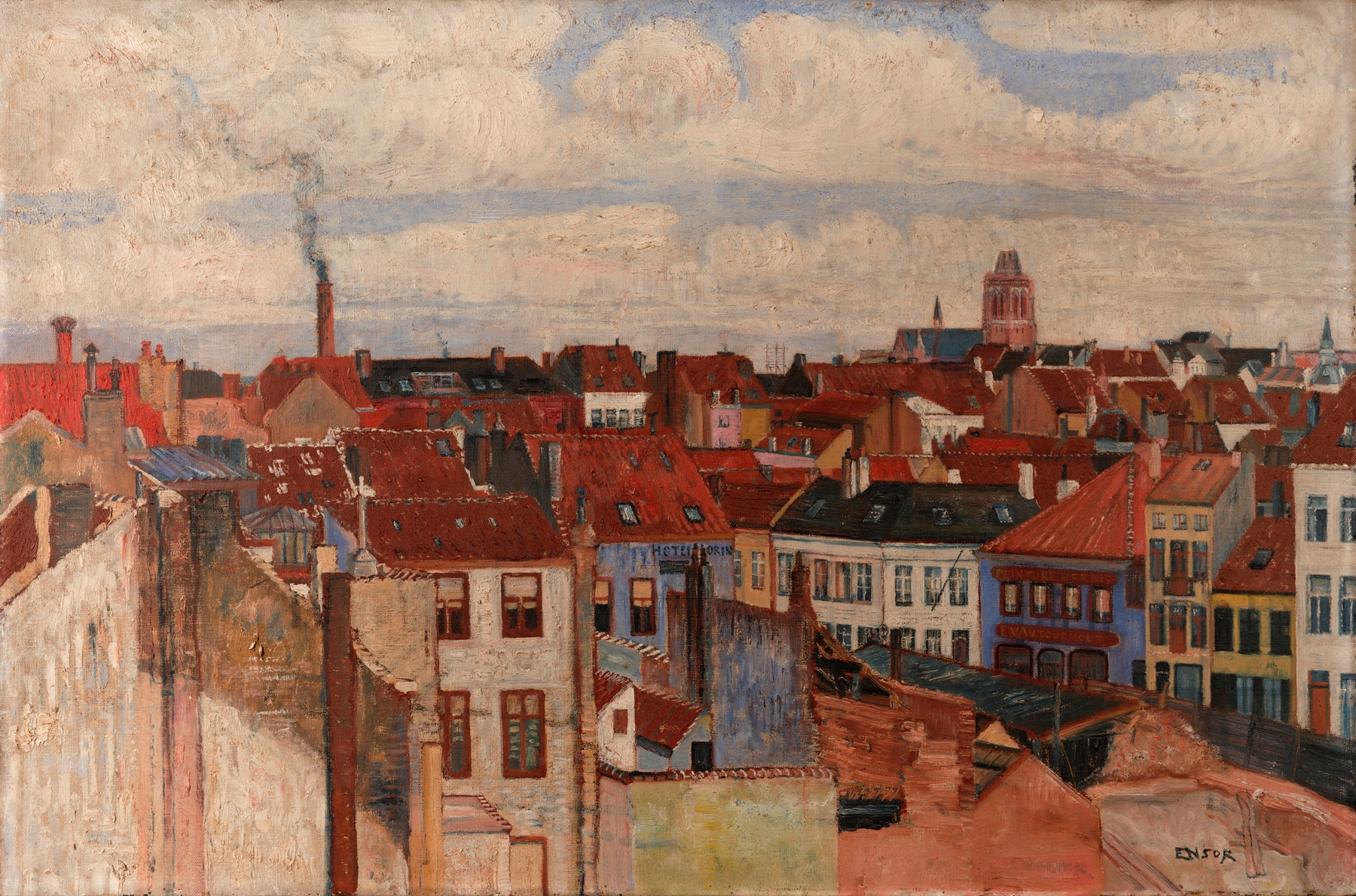The rooftops of Ostend, by James Ensor, public domain