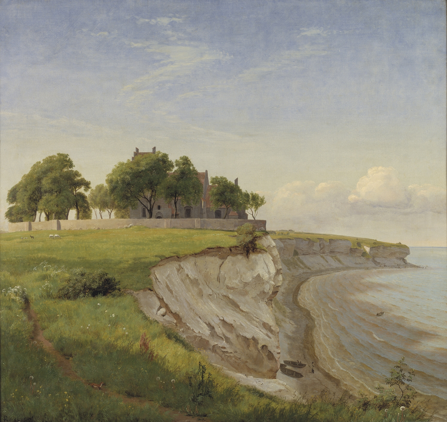 Højerup Church on the Cliffs of Stevns, oil painting by P. C. Skovgaard