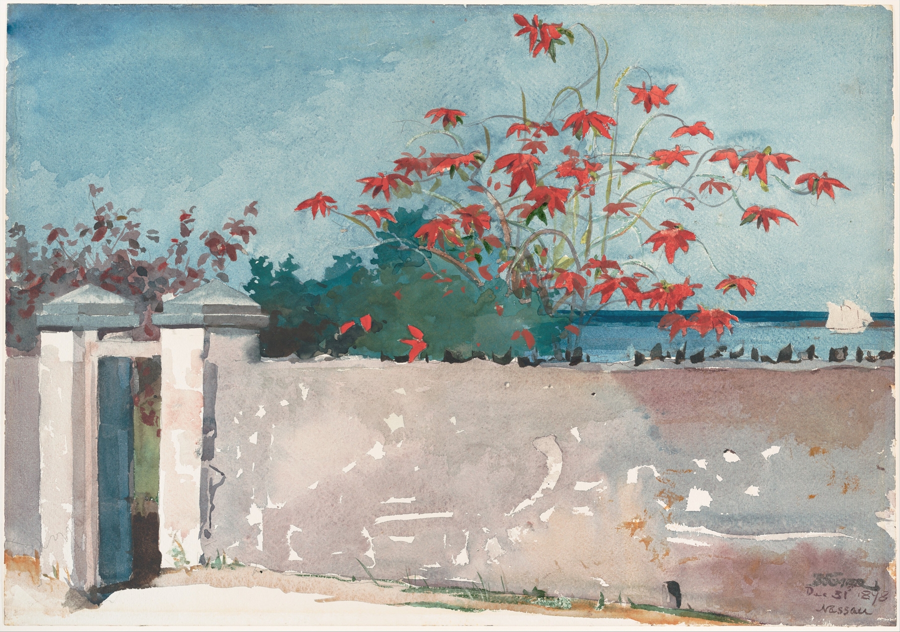 A Wall, Nassau, by Winslow Homer, public domain