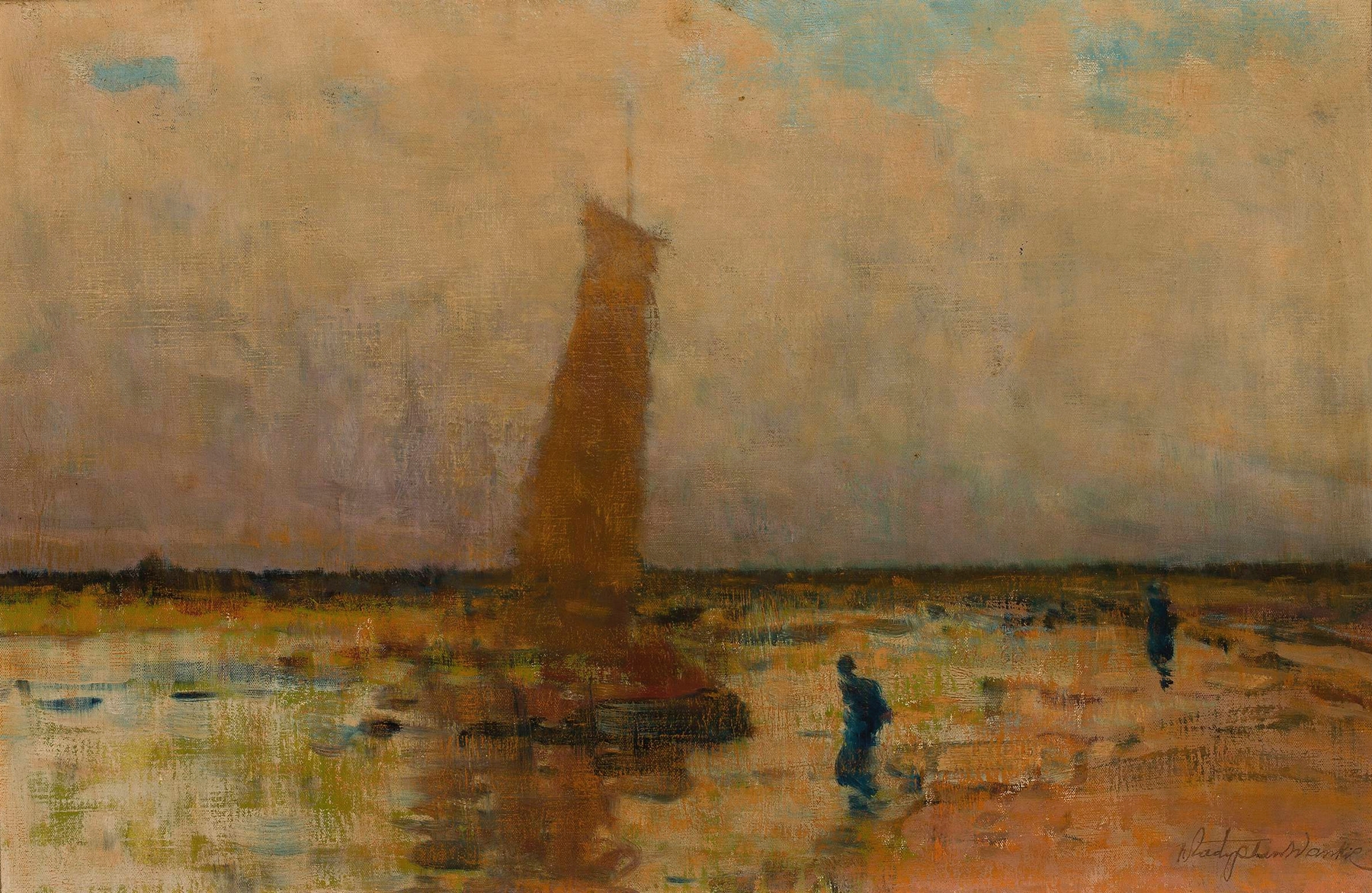 Sailboat on the sea, oil painting by Władysław Wankie