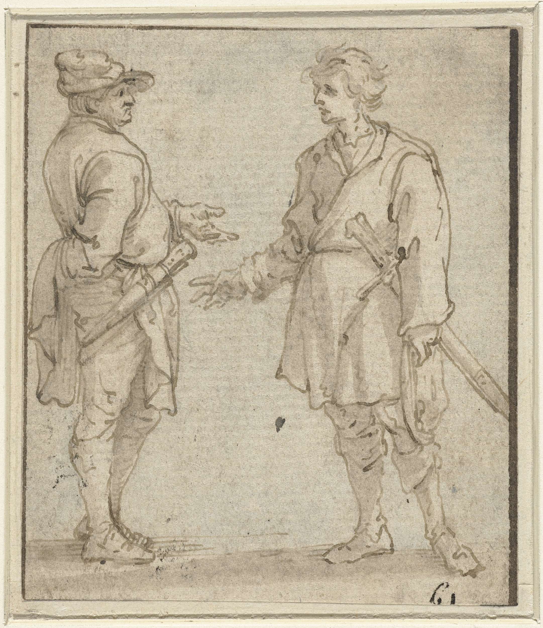 Portrait of two men engaged in conversation, oil on canvas by Jacob Roos