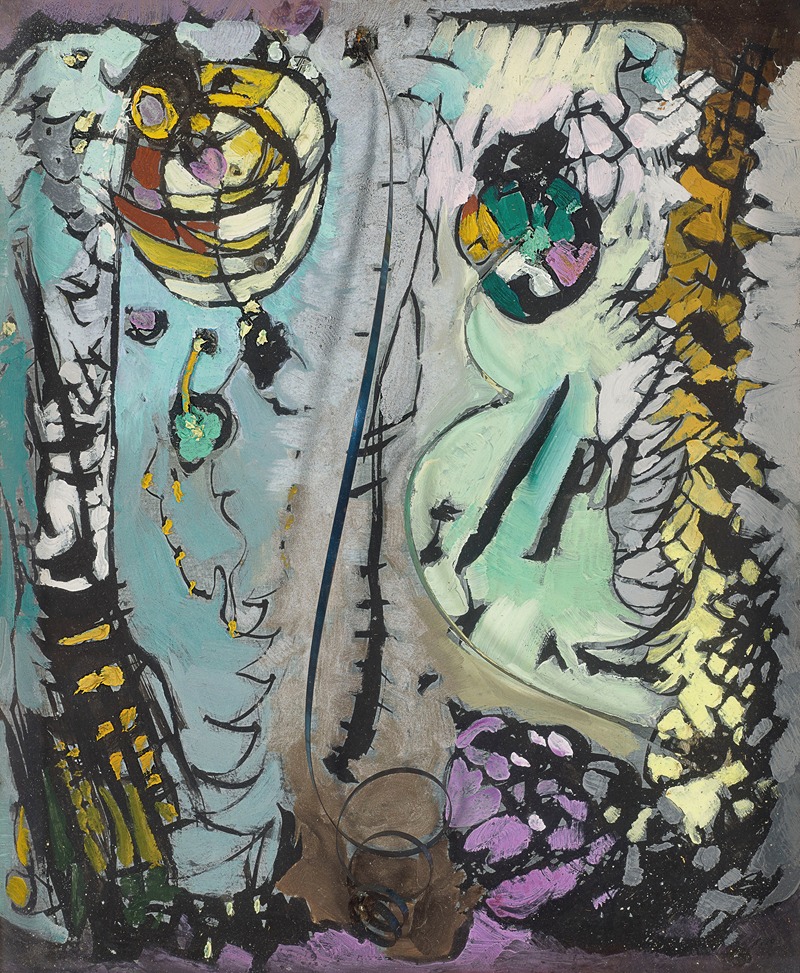 This painting by Arthur Dove captures the essence of George Gershwin's 'Rhapsody in Blue' through abstract forms and colors.