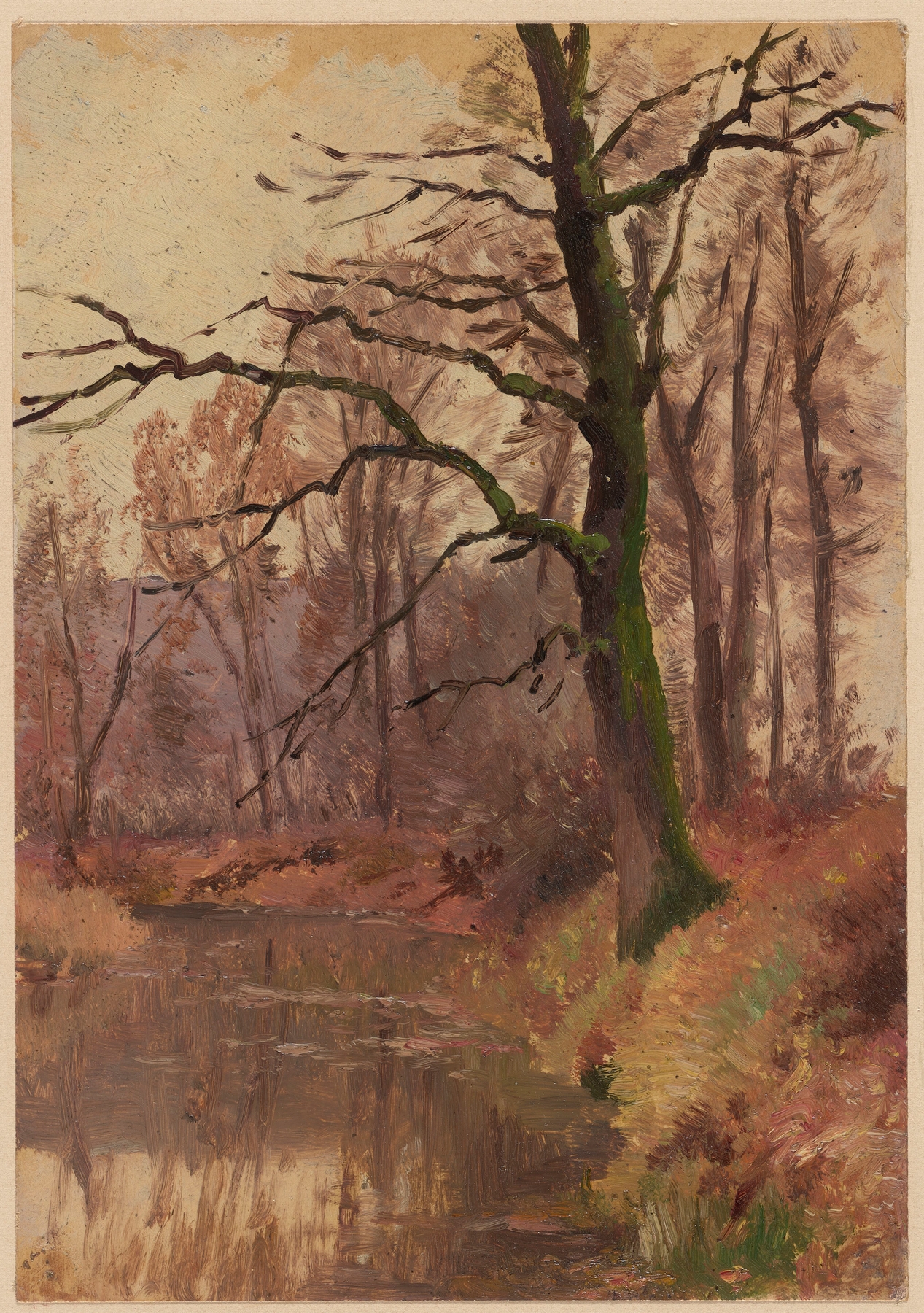 Autumn Trees near a Pond, oil on canvas by Theodor Blache