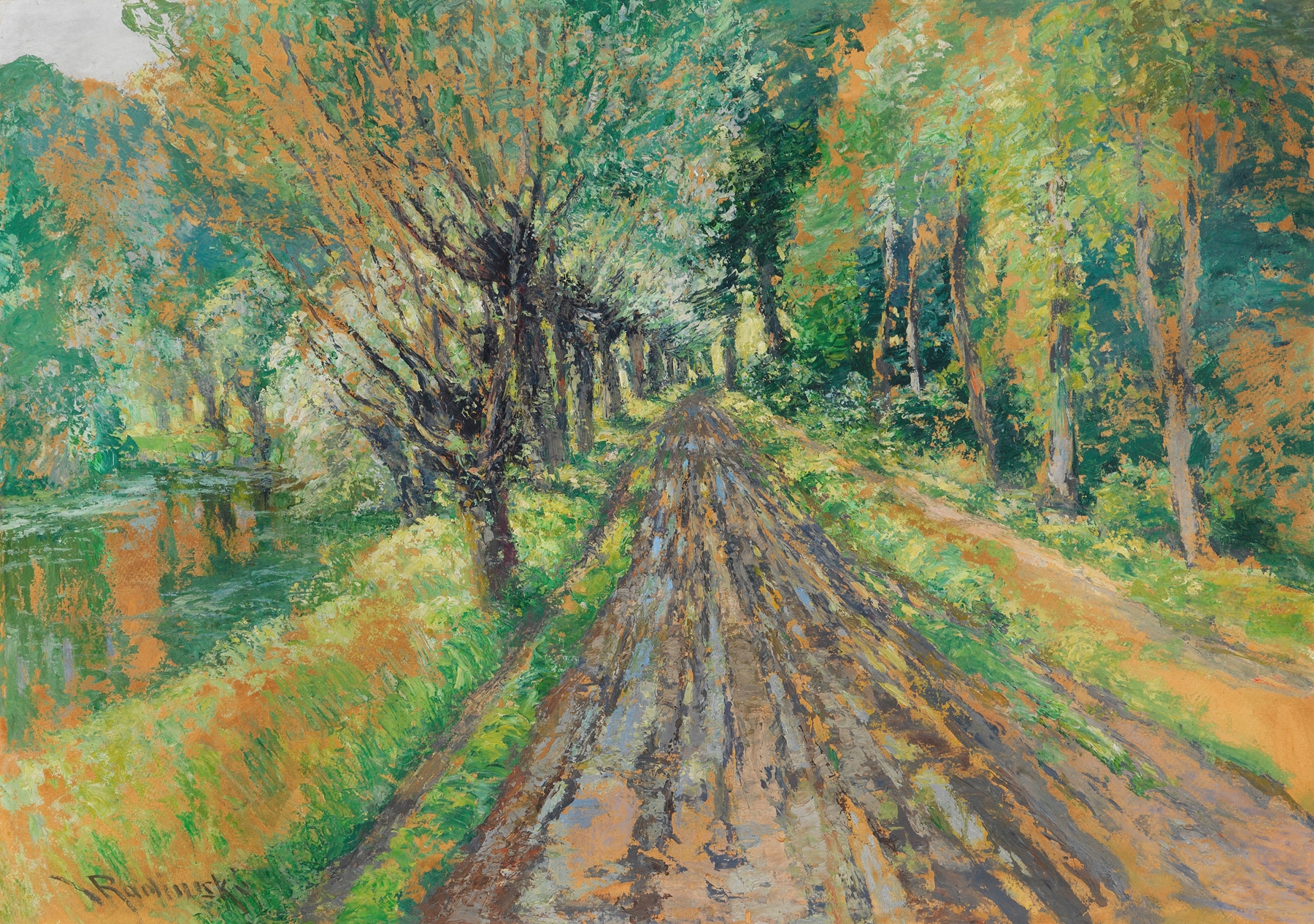 Abstract composition with soft hues by Václav Radimsky, oil painting, 1905