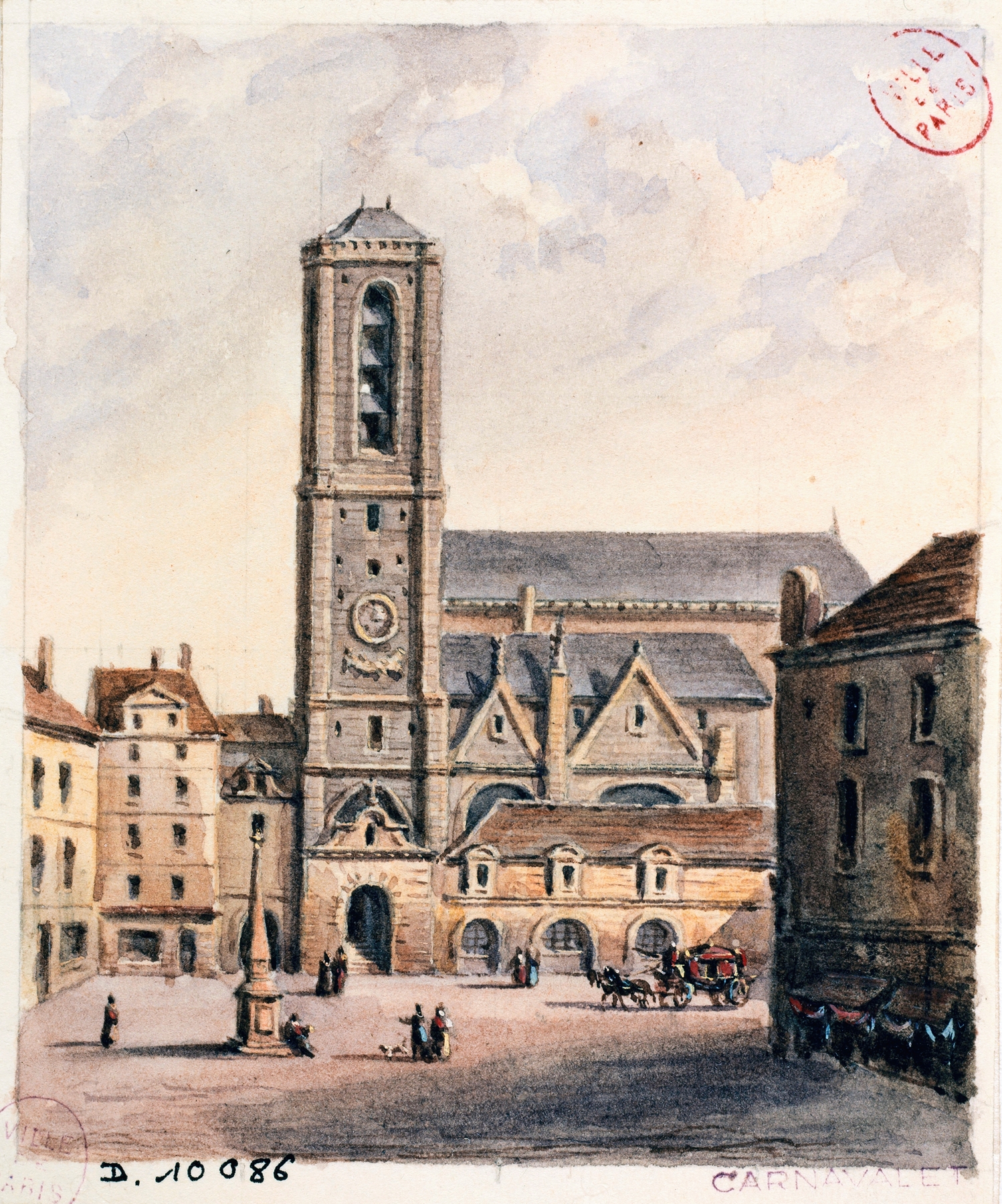 Gothic architecture of a church façade by Auguste-Sébastien Bénard