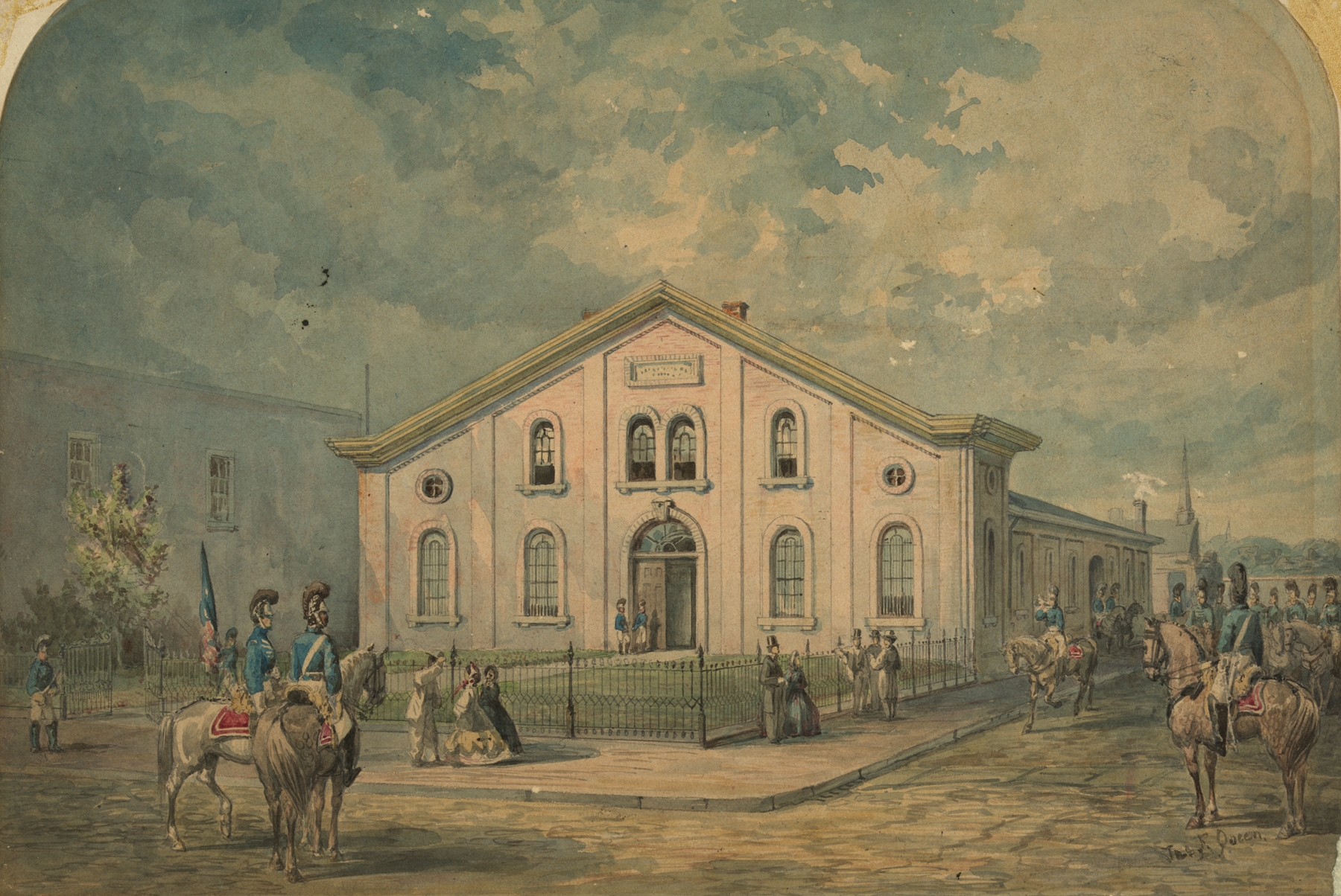 Armory of First City Troop – escorted Washington and every president since, by James Fuller Queen, public domain