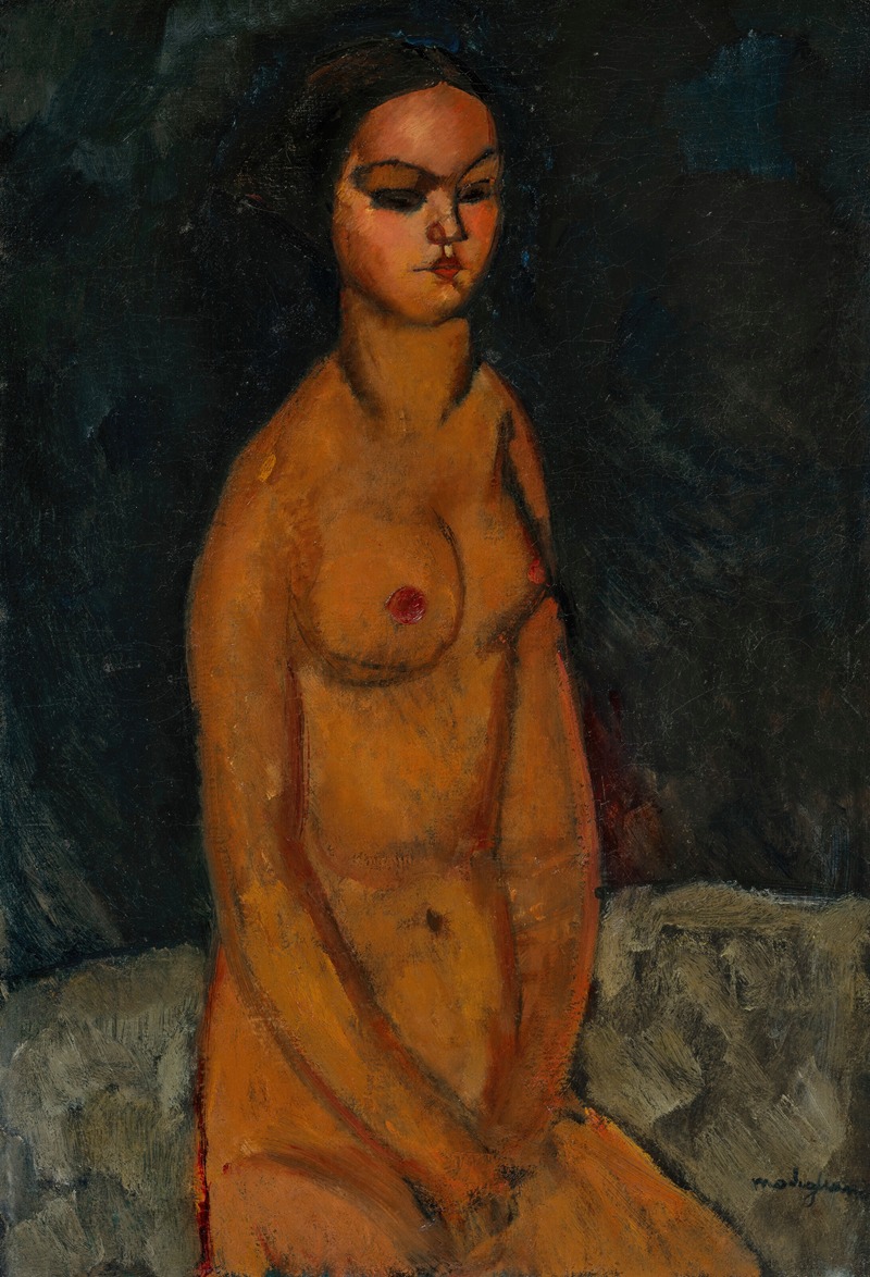 Amedeo Modigliani's 'Nu assis' features a seated nude figure with elongated forms.