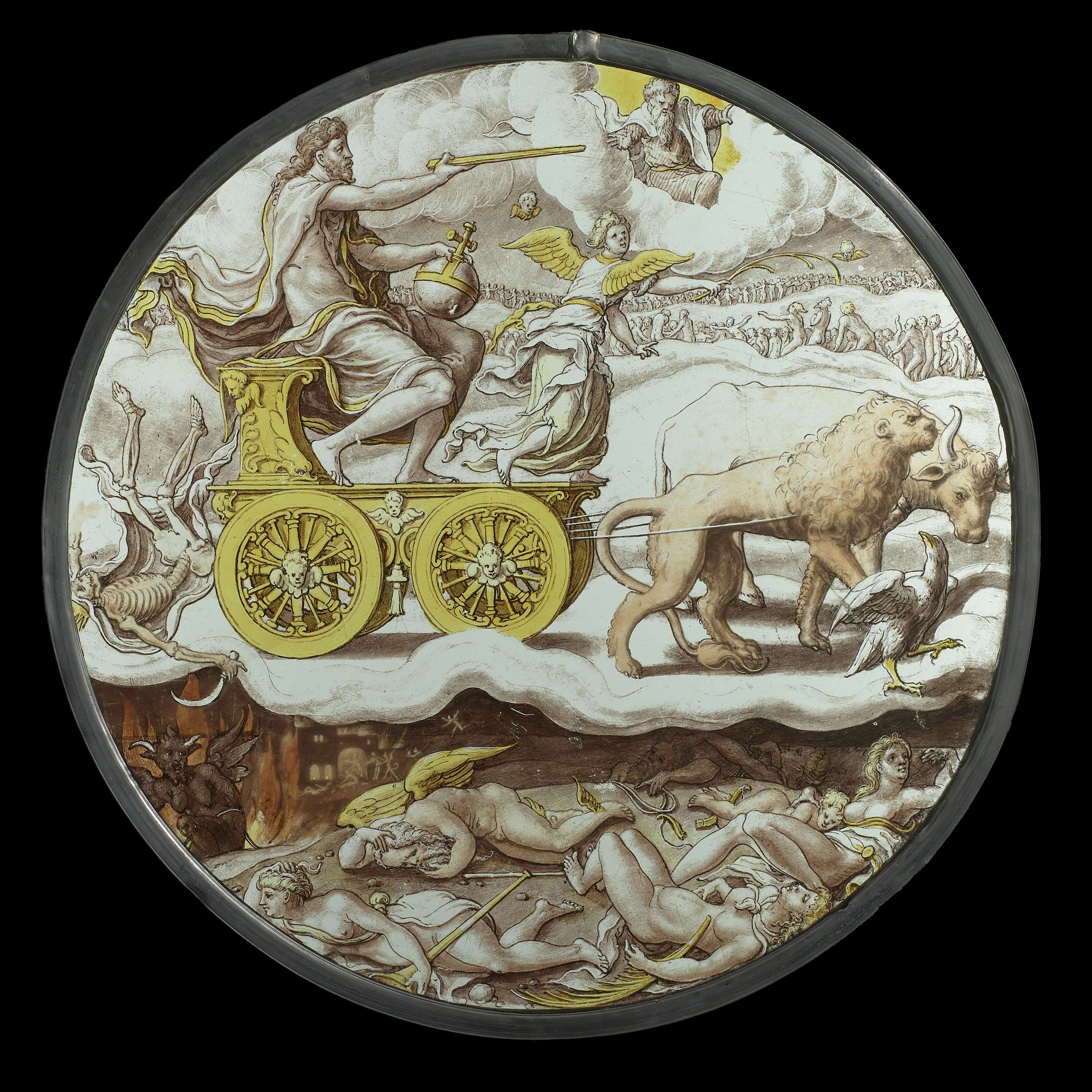 Religious scene with figures in reverence, lead medium by Unknown Artist